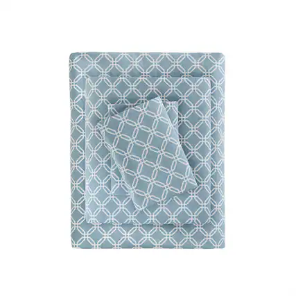 Front. Gracie Mills - Gracie Mills Persephone Cotton Flannel Sheet Set - Blue Geo.