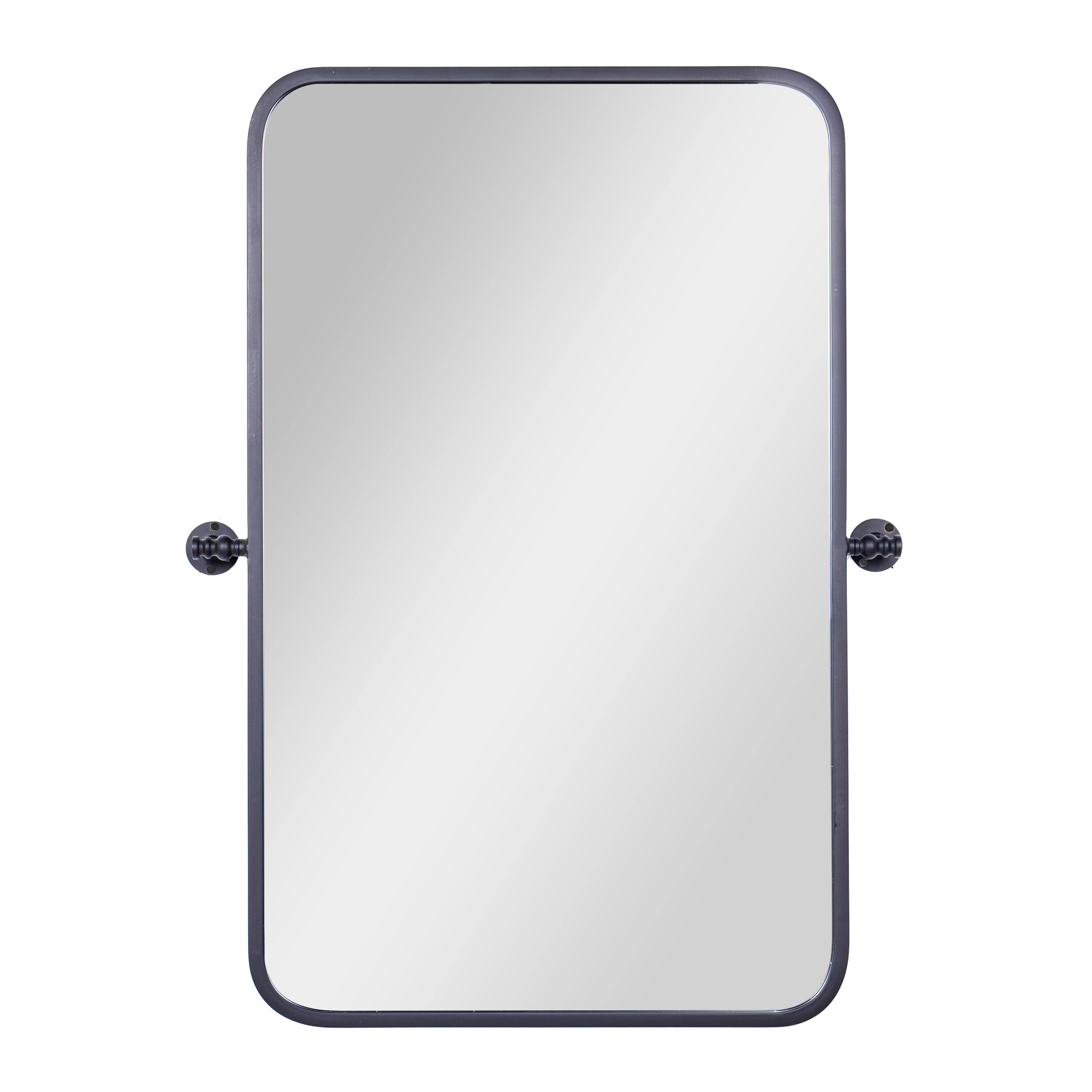 Alt View 7. Emma + Oliver - Mason Pivot Wall Mirror with Slim Frame and Silver Backed Glass for Clarity for Bathrooms - Black.