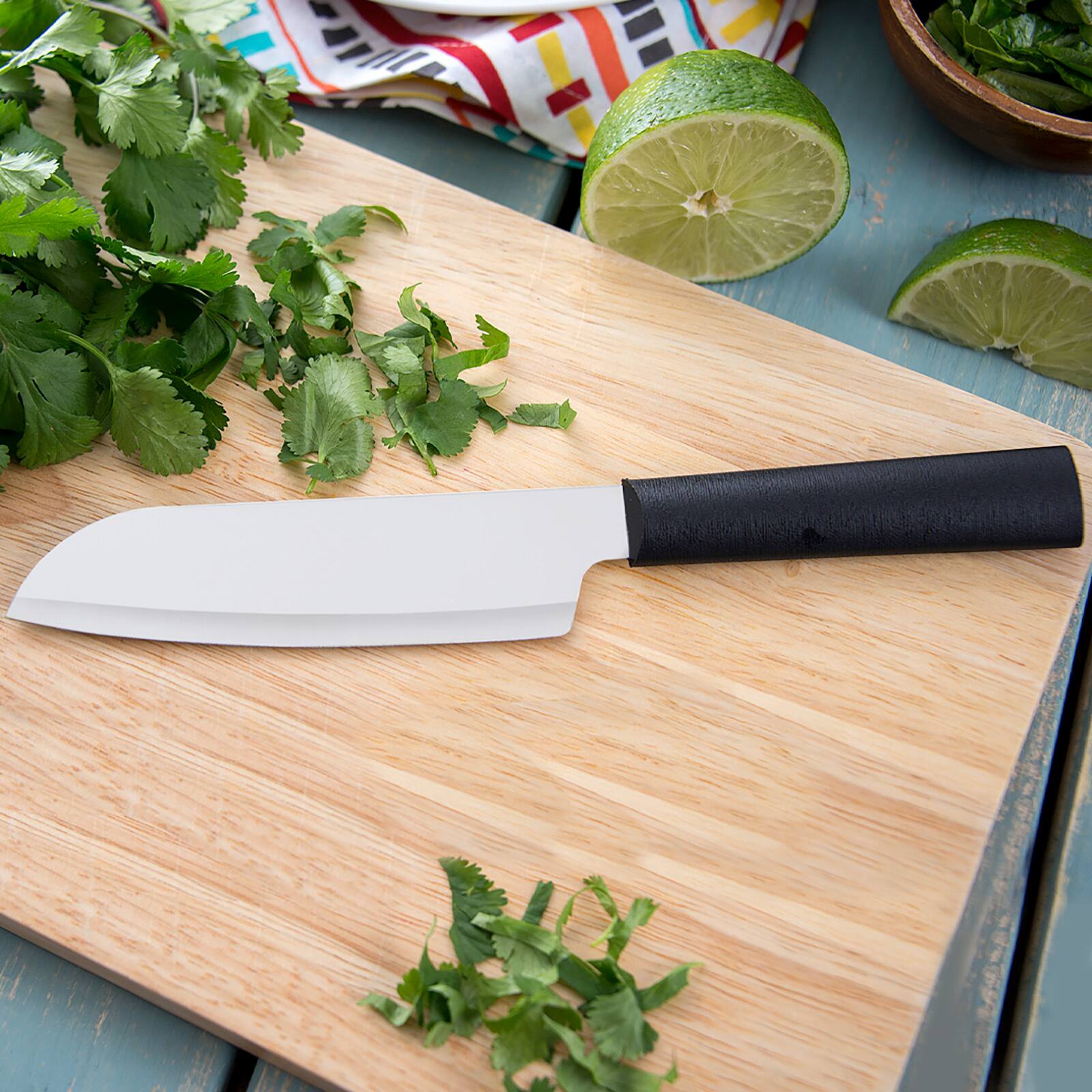 Alt View 5. Rada - Essential Oak 8 Piece Knife Block Set, Black Handles - Black.