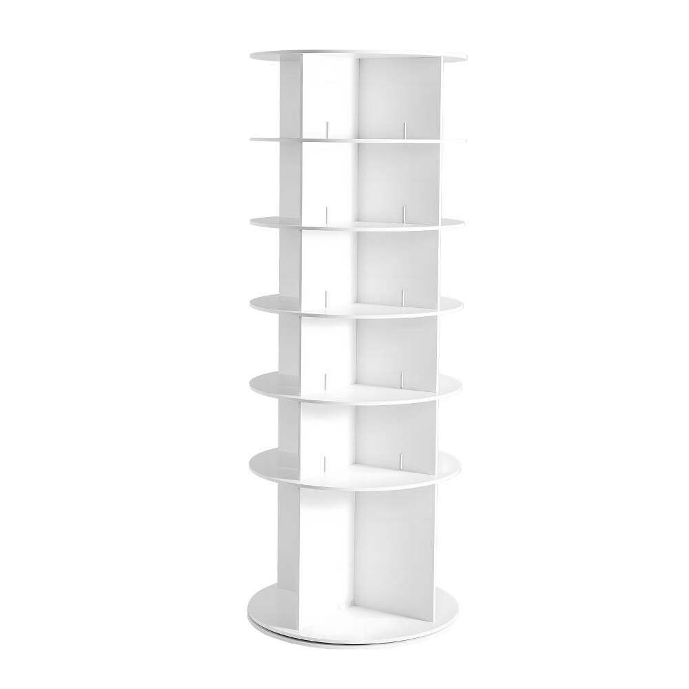 Alt View 1. Loheer - Loheer 6 Tier Rotating Shoe Rack, Freestanding Lazy Susan Shoe Organizer with Boot Storage, White - White.