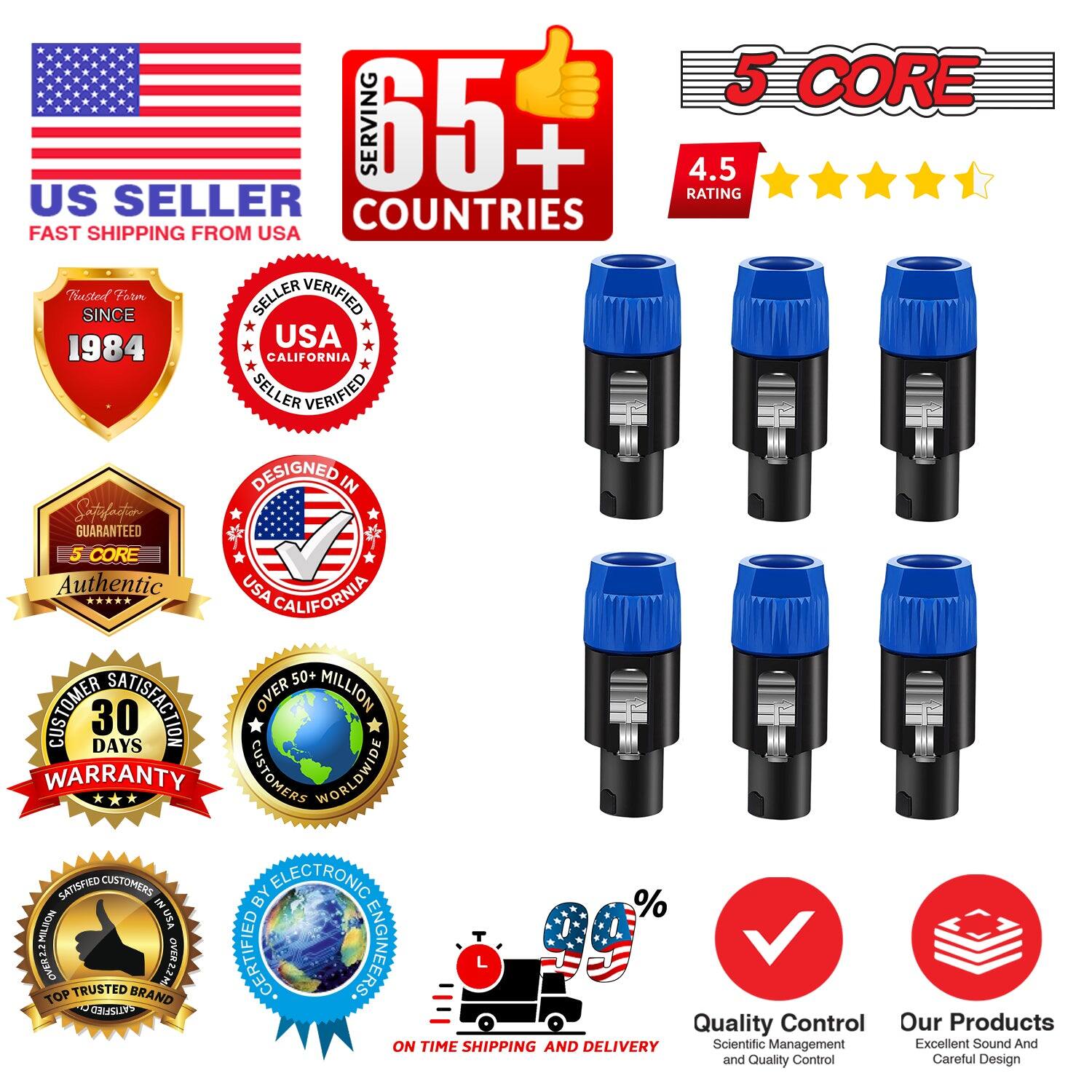 Here is the corrected and grouped text from the image:

---

**5 CORE SERVING 65+ COUNTRIES**

- **4.5 RATING**
- **US SELLER**
- **FAST SHIPPING FROM USA**
- **TRUSTED SINCE 1984**
- **USA CALIFORNIA SELLER VERIFIED**
- **DESIGNED IN USA CALIFORNIA**
- **5 CORE AUTHENTIC**
- **50+ CUSTOMER SATISFACTION**
- **OVER 2 MILLION CUSTOMERS WORLDWIDE**
- **30 DAYS WARRANTY**
- **CERTIFIED BY ELECTRONIC ENGINEERS**
- **TOP TRUSTED BRAND**
- **QUALITY CONTROL**
- **SCIENTIFIC MANAGEMENT**
- **EXCELLENT SOUND AND QUALITY CONTROL**
- **CAREFUL DESIGN**
- **ON TIME SHIPPING AND DELIVERY**

---

This text highlights the product's features, certifications, and customer satisfaction.
