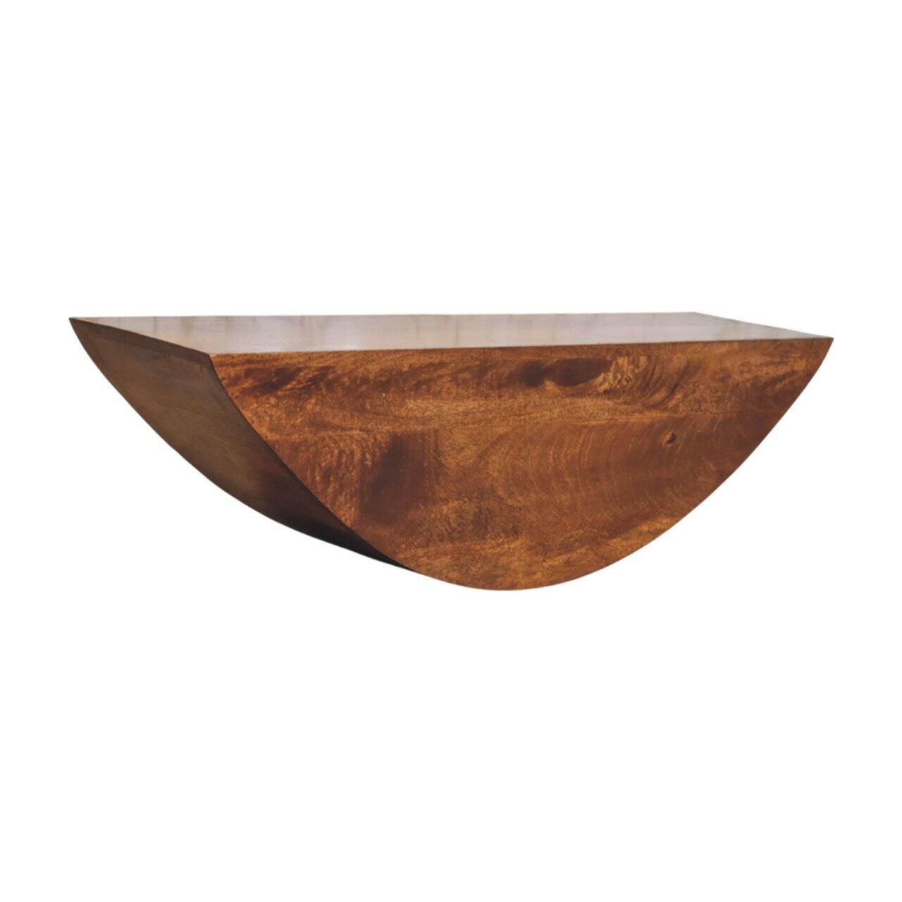 Back. Artisan Furniture - Artisan Furniture Solid Wood Crescent Floating Wall Shelf, Dark Brown - LIGHT BROWN.