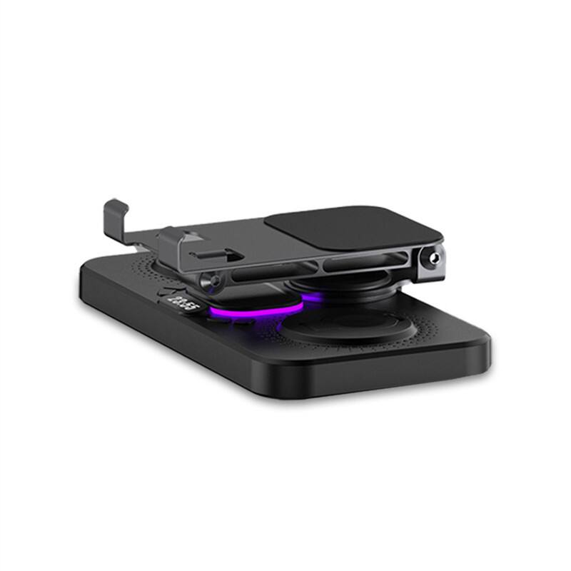 Angle. RISOKEYS - Wireless Charger - Supports Phone, Watch, Earphone Charging, Clock with LED Lights, Tablet Stand, Foldable Power Adapter - White.