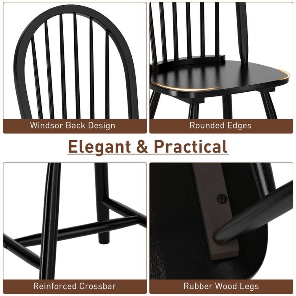 Windsor Back Design  
Rounded Edges  
Elegant & Practical  
Reinforced Crossbar  
Rubber Wood Legs
