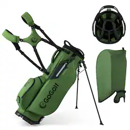 Gymax - 8-Way Golf Stand Bag w/ 5 Pockets Lightweight Portable Golf Club Bag Handles - Green