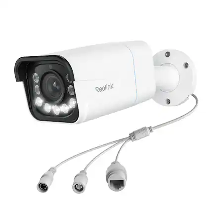 Front. Reolink - 4K 8MP PoE Wired Outdoor Bullet Security IP Camera with 5X Optical Zoom, Color Night Vision - White.