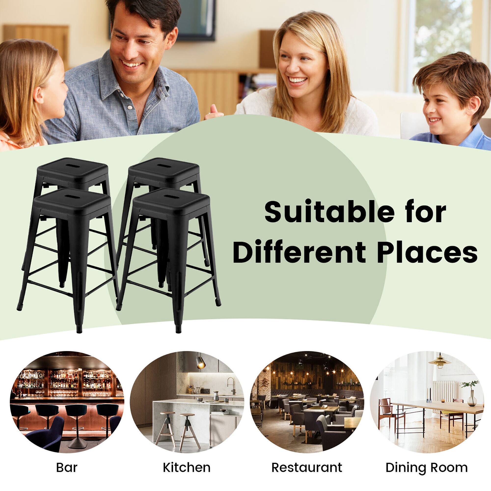 Gymax 24'' Set of 4 Barstool Counter Height Metal Bar Stool