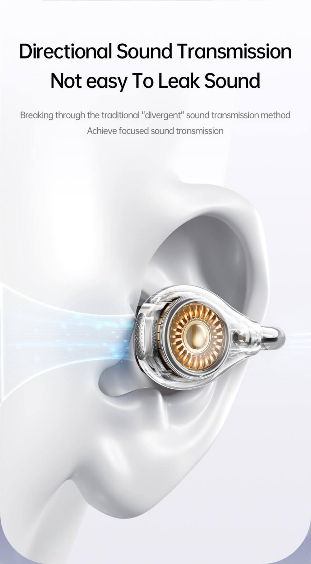 Directional Sound Transmission  
Not easy To Leak Sound  

Breaking through the traditional "divergent" sound transmission method  
Achieve focused sound transmission