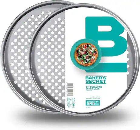 BAKER'S SECRET
14" PIZZA PAN WITH HOLES
14" (36cm)
2 LAYERS SUPERB NON-STICK TECHNOLOGY
ALUMINIZED STEEL
SUPERB | 0.6 MM
BS1012