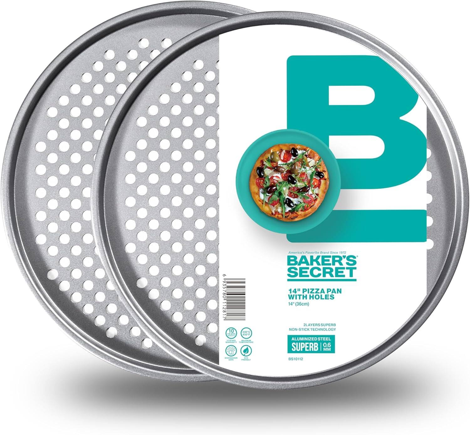 Baker's Secret - 2x 12cup Muffin Pan Non-stick 1.4"x11.1"x15.7" Superb Collection Aluminized Steel - Silver