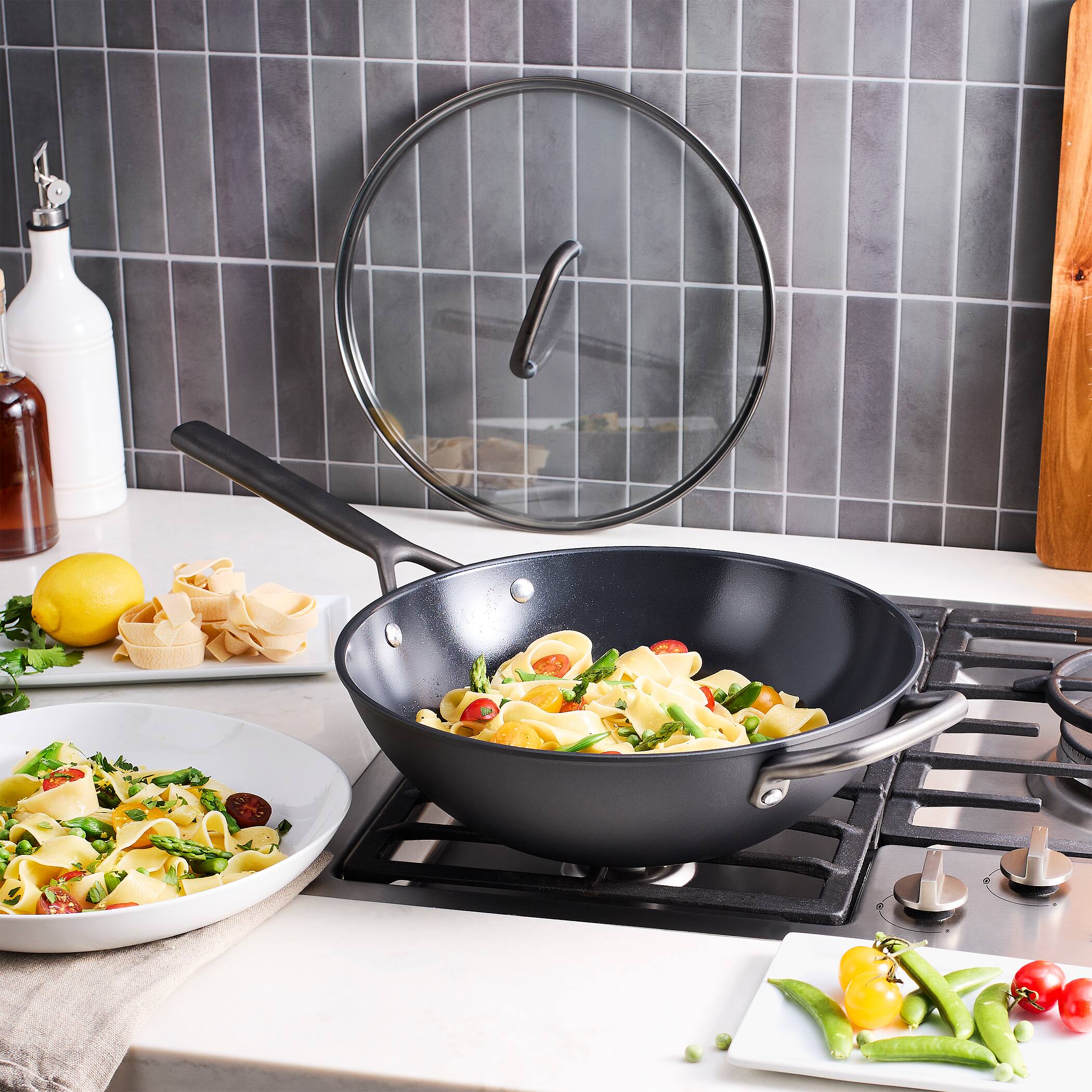 Alt View 1. ZWILLING - ZWILLING Milano 12-inch Aluminum Ceramic Nonstick  Wok with Lid - Black.