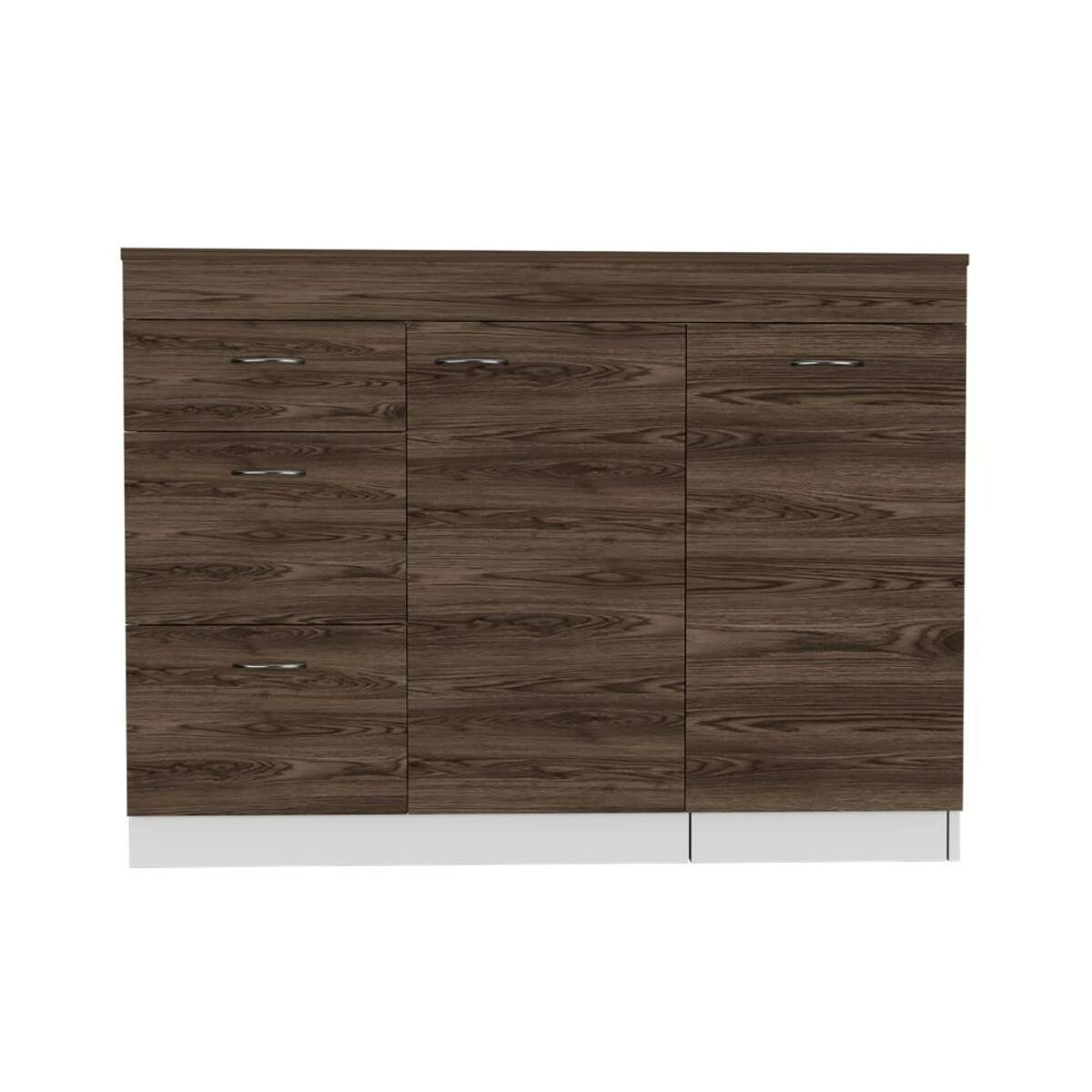 Angle. Loheer - Loheer White Dark Walnut Kitchen Base Cabinet Stationary Rectangular Kitchen Island - White and Dark Walnut.