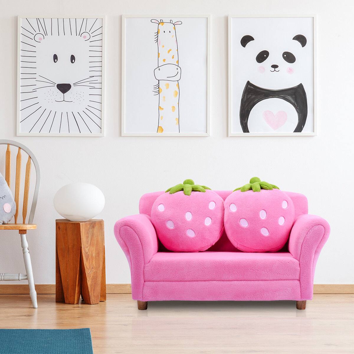 Alt View 5. Costway - Costway Kids Sofa Strawberry Armrest Chair Lounge Couch w/2 Pillow Children Toddler Pink - Pink.