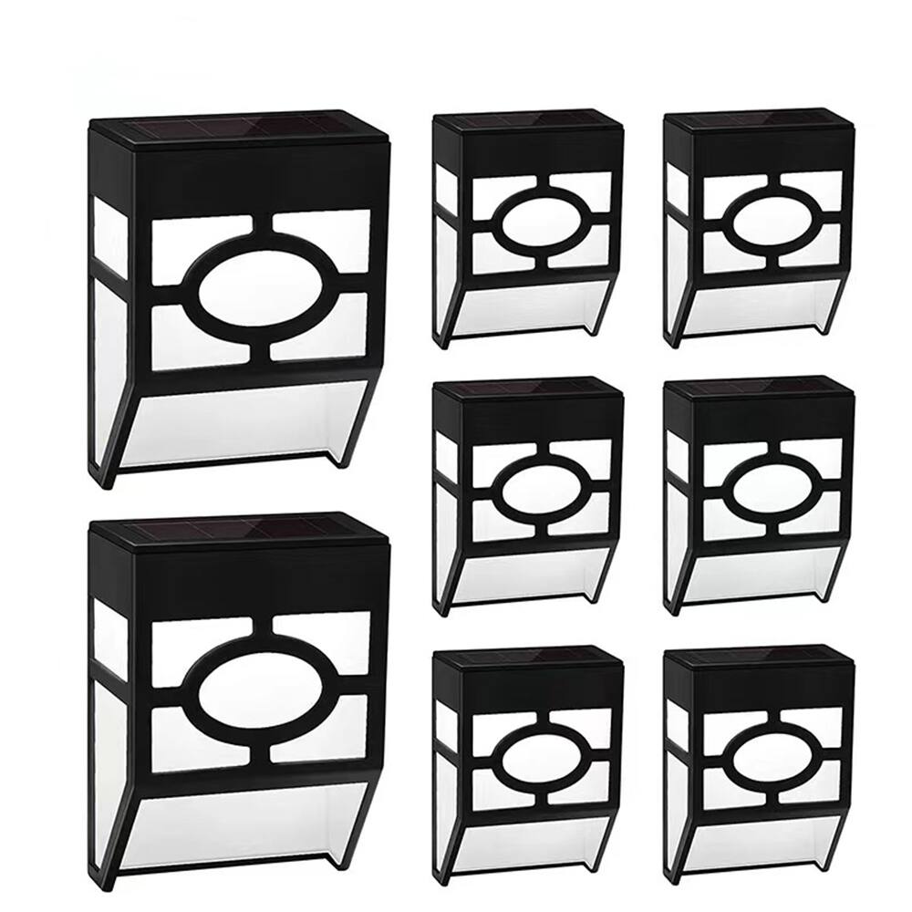 Angle. Oumilen - 8 Pack Vintage Solar Wall Mount Lights – Cool White 2-LED Outdoor Solar Fence Lamp for Patio Deck.