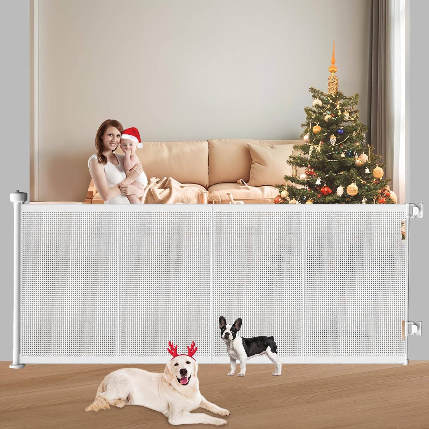 Alt View 4. Pawtners - Pawtners Extra Wide Retractable Baby & Pet Gate, 41" Tall, Extends to 71", for Stairs, Doorways & Indoor Outdoor Use - White.