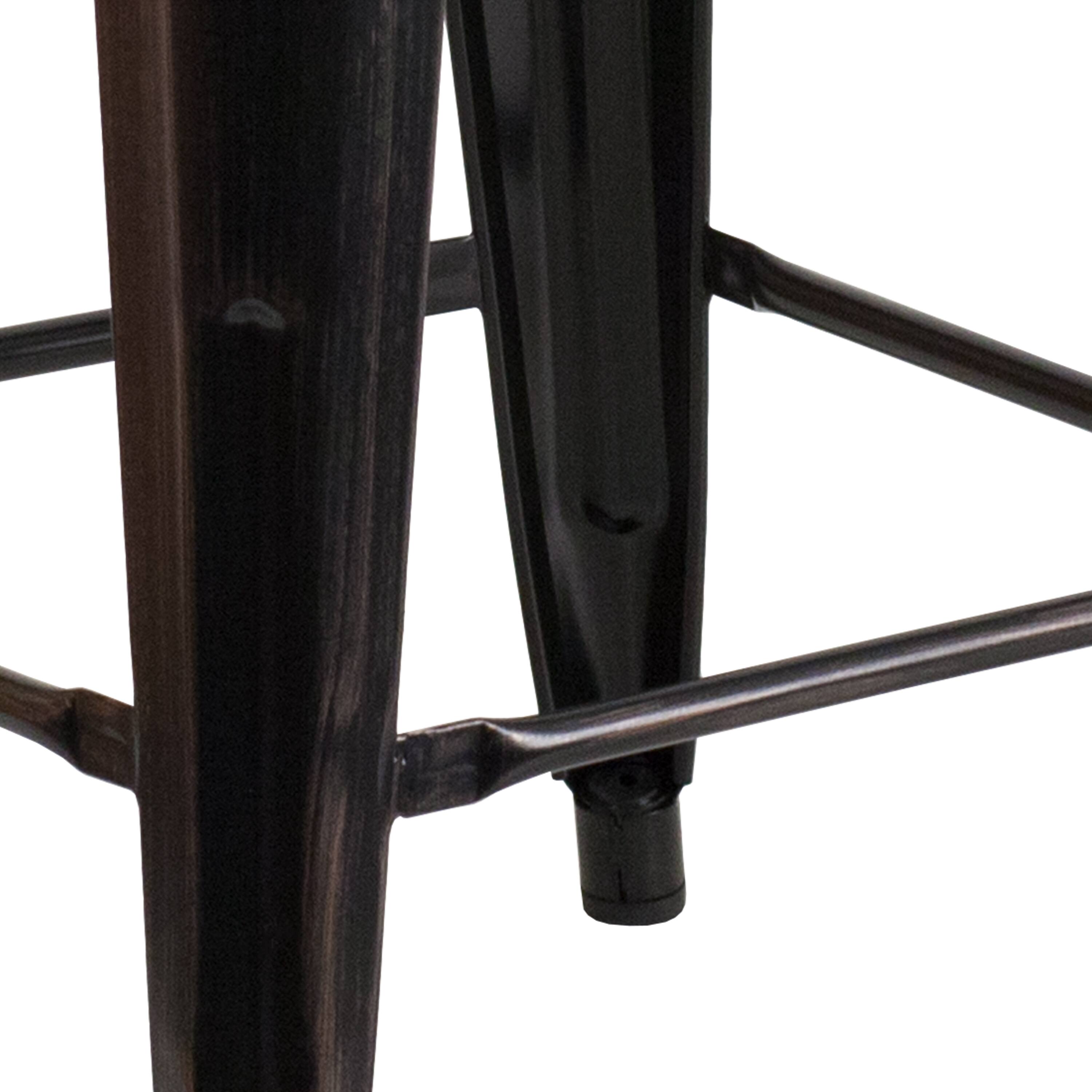 Alt View 9. Emma + Oliver - 30"H Backless Metal Barstool with Wood Seat - Black-Antique Gold.