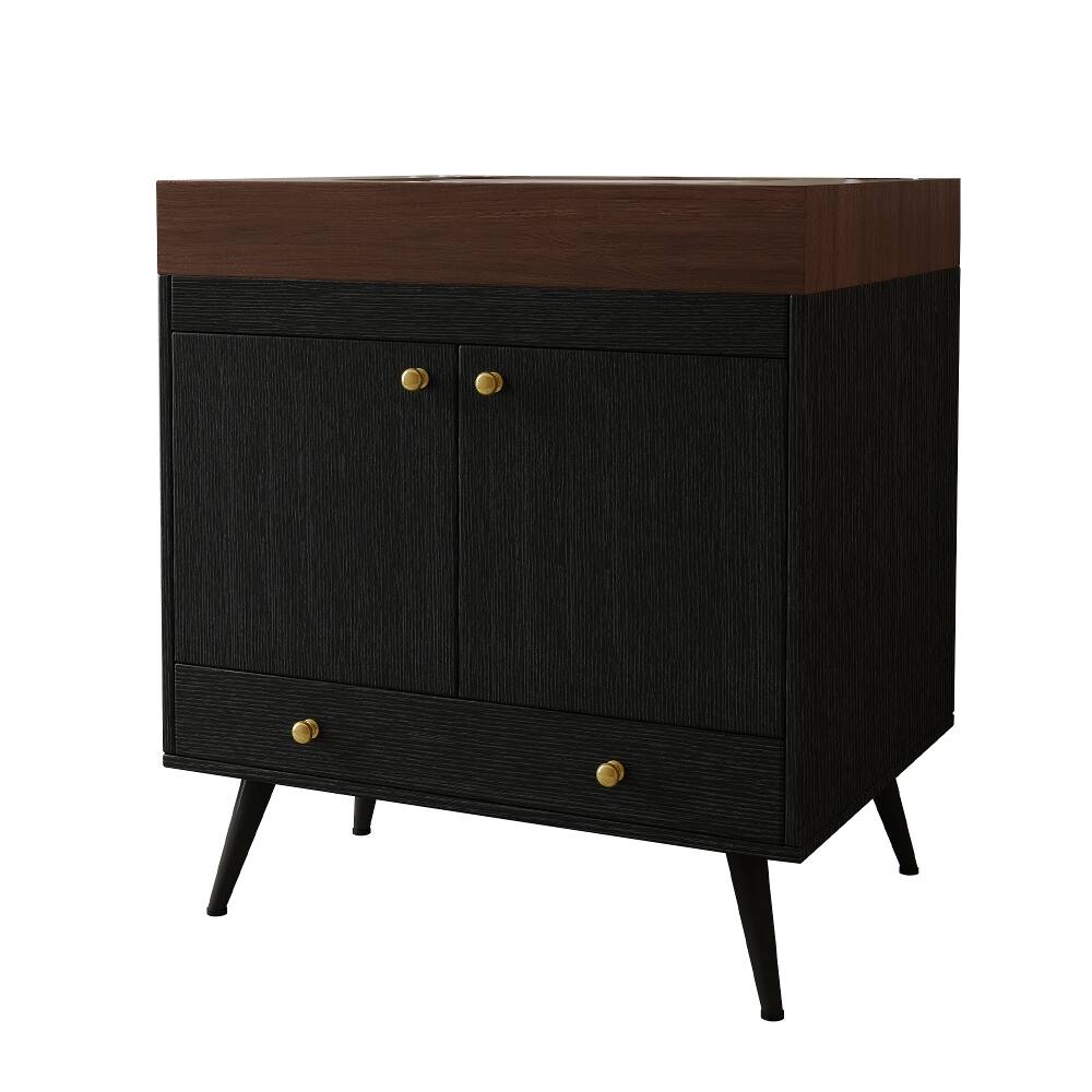 Alt View 7. Loheer - Loheer 30 inch freestanding bathroom vanity Faux Marble Top - Black, Gold, Walnut, White.