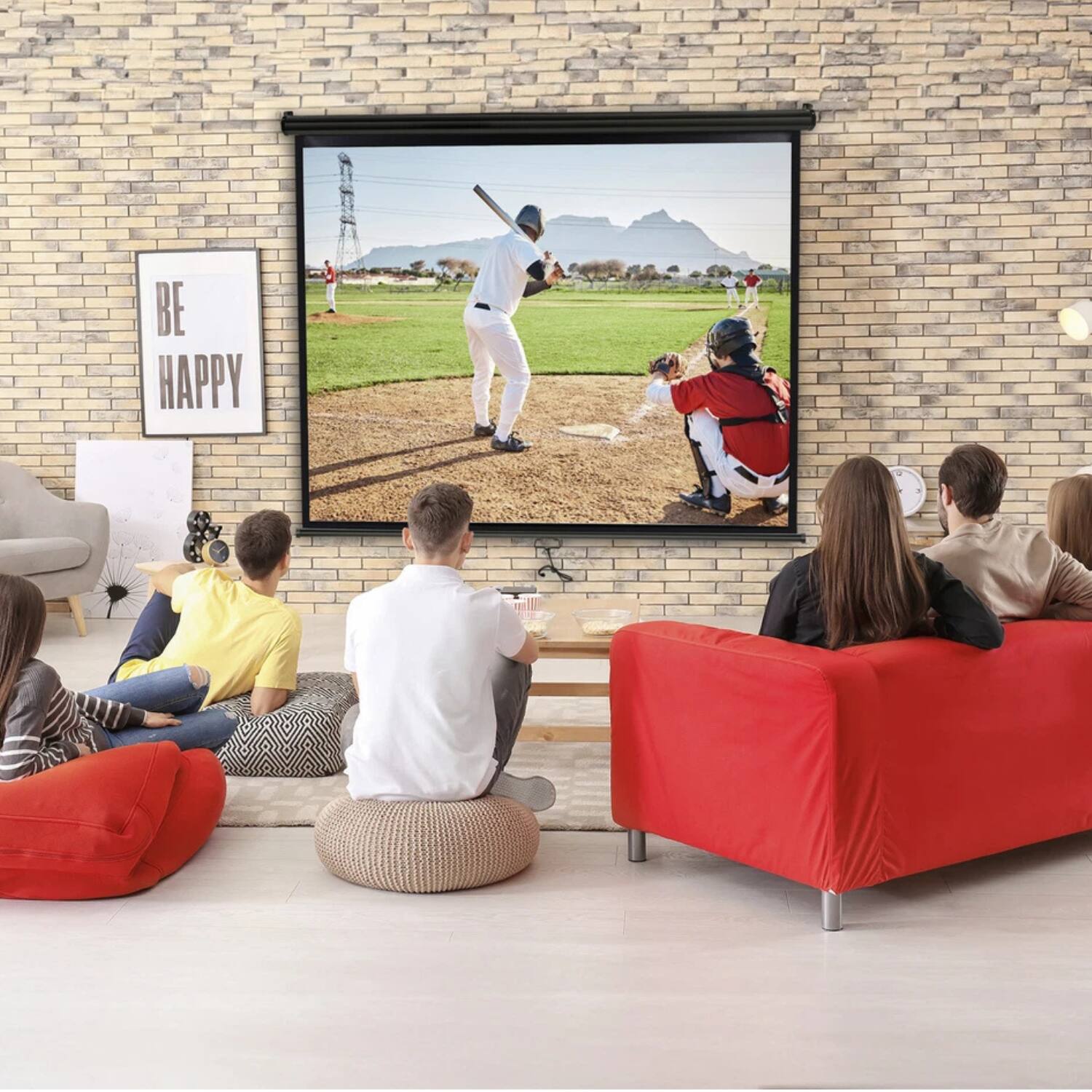 Angle. Home Collection - Manual Pull Down Projector Screen - 100 Inch-16:10 HD-Black.