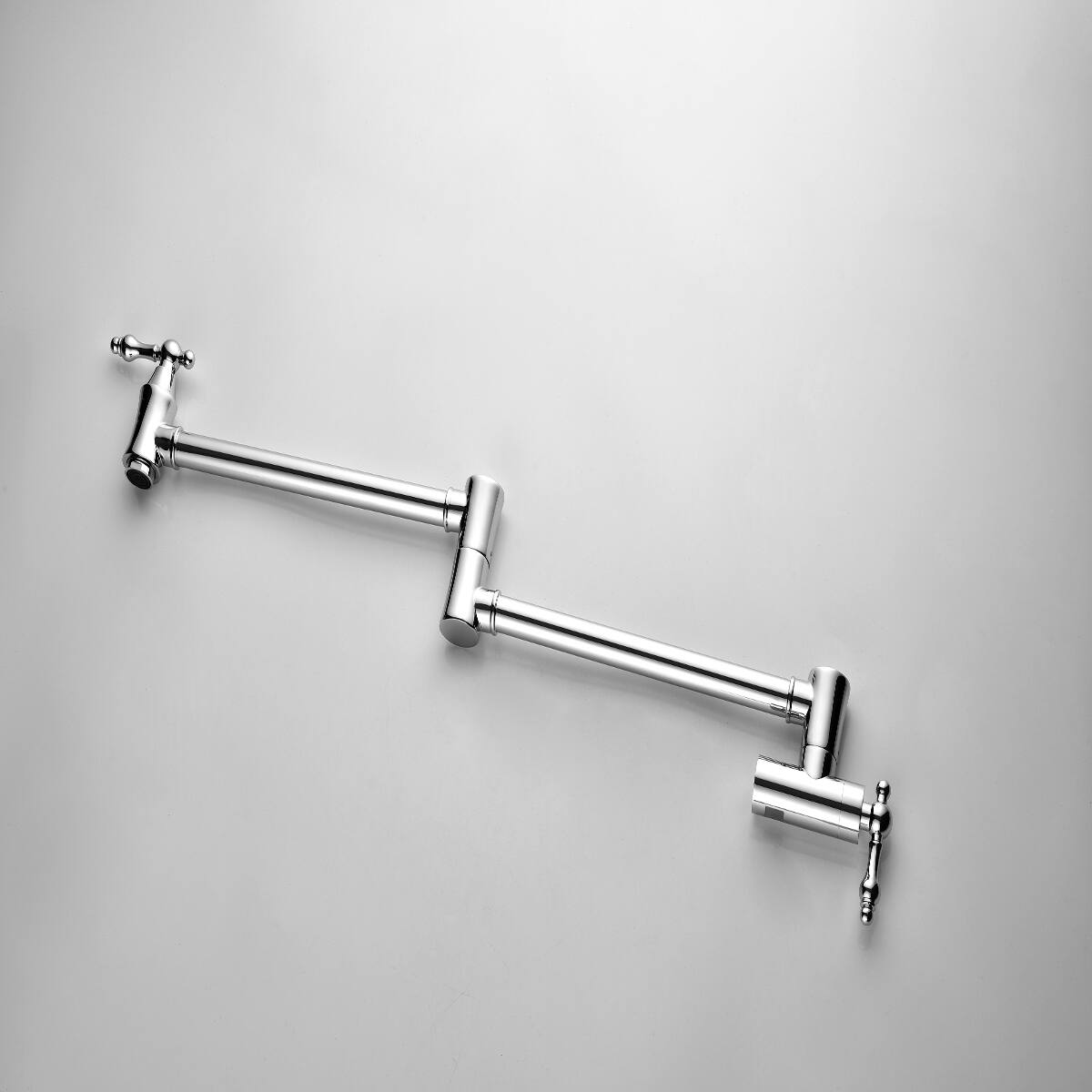 Back. Ropilly - Ropilly Wall Mount Pot Filler Faucet Chrome Brass Double Handle Swivel Arm Kitchen Faucet - Chrome.