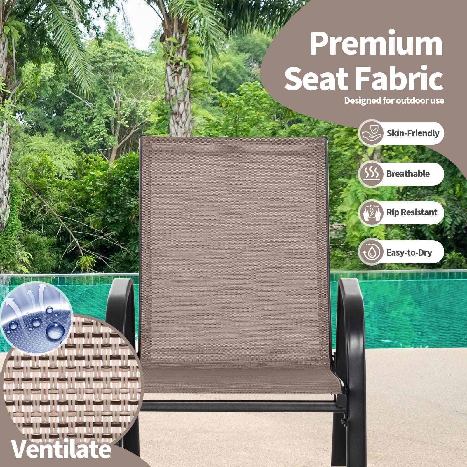 Premium Seat Fabric, Designed for outdoor use, Skin-Friendly, Breathable, Rip Resistant, Easy-to-Dry, Ventilate