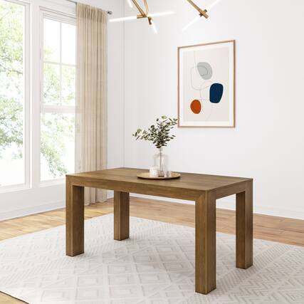 Front. Plank+Beam - Modern Rectangular Dining Table (60in / 1524mm), Pecan Wirebrush - Pecan Wirebrush.