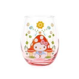 Silver Buffalo - Sanrio Hello Kitty Mushroom Art Stemless Wine Glass | Holds 20 Ounces - Clear