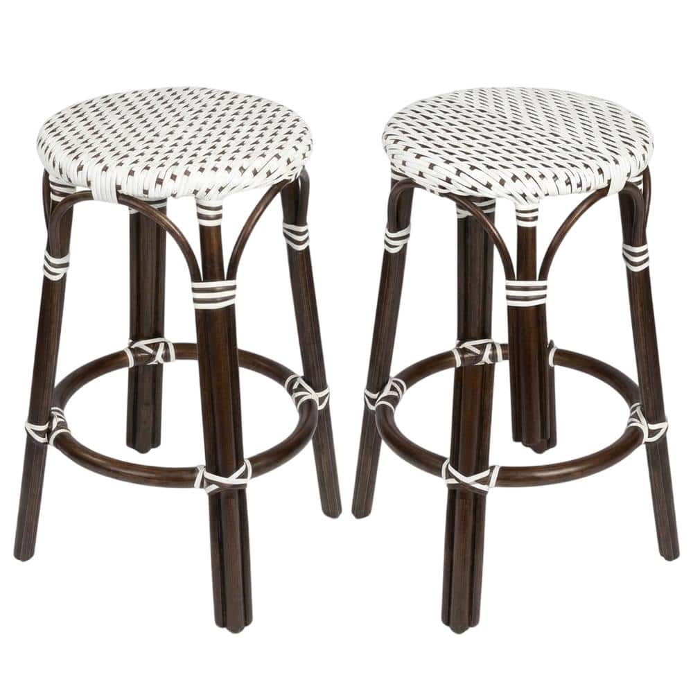 "Butler Specialty - Tobias Rattan Round 24"" Counter Stool - White And Brown Dot" price history on PriceWatchPro