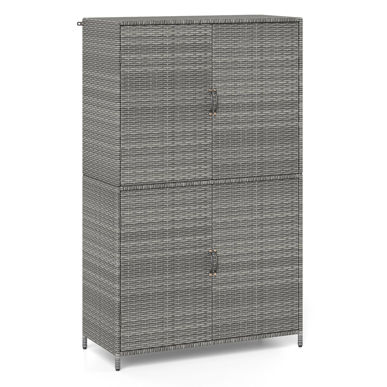 Alt View 9. Costway - Costway Outdoor Storage Cabinet with Adjustable Shelves & Anti-Toppling Device for Garden - Mix Gray.