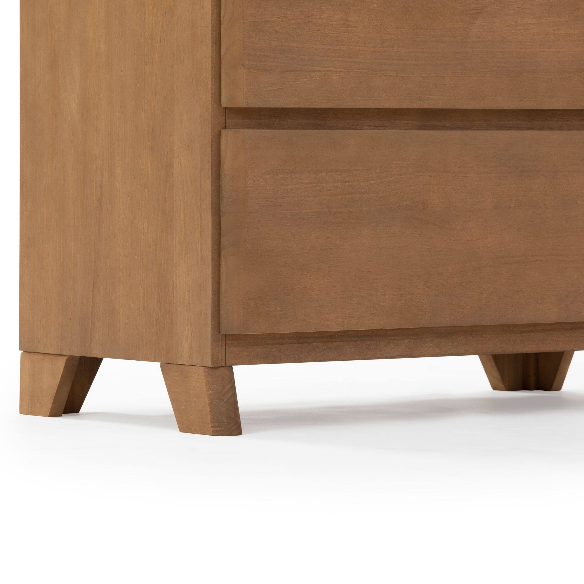 Alt View 4. Plank+Beam - Plank+Beam Modern Farmhouse 3 Drawer Dresser, Pecan Wirebrush - Pecan Dip.