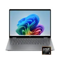 HP - OmniBook X Flip 2-in-1 - Copilot+ PC - 14" 2K Touch-Screen Laptop - AMD Ryzen AI 5 - 16GB Memory - 512GB SSD - Meteor Silver - Front_Zoom
