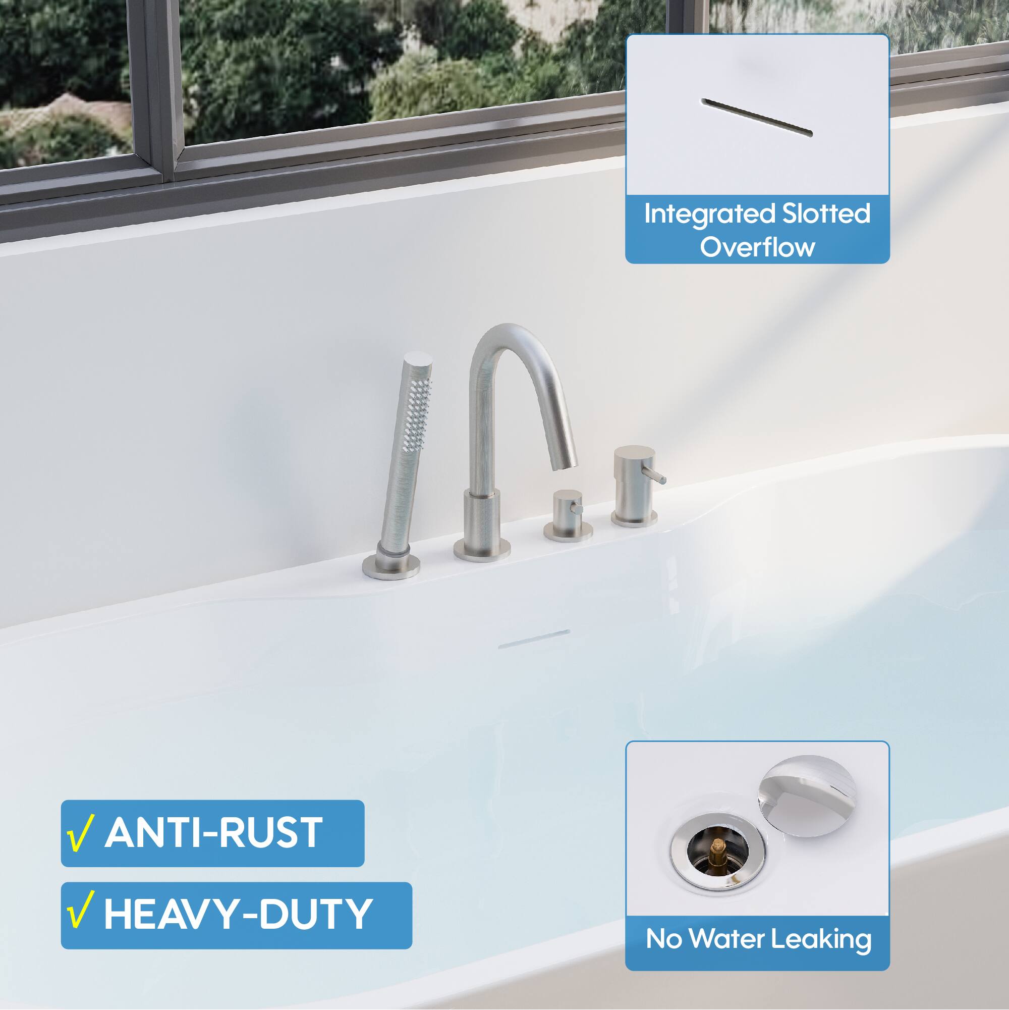 Integrated Slotted Overflow

ANTI-RUST
HEAVY-DUTY

No Water Leaking