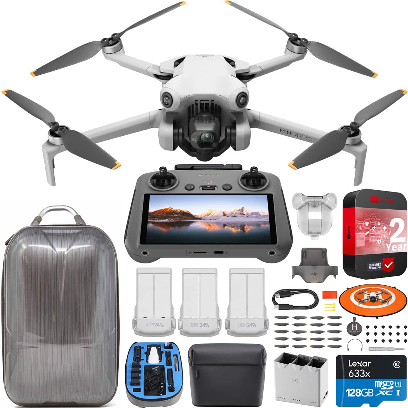 DJI - Mini 4 Pro 4K Drone Fly More Combo with RC 2 + Hard Case + Extended Warranty Bundle