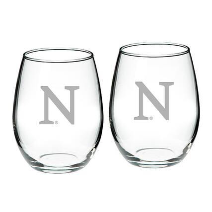 Front. Jardine - Northwestern Wildcats 21oz. 2-Piece Stemless Wine Glass Set - Multicolor.