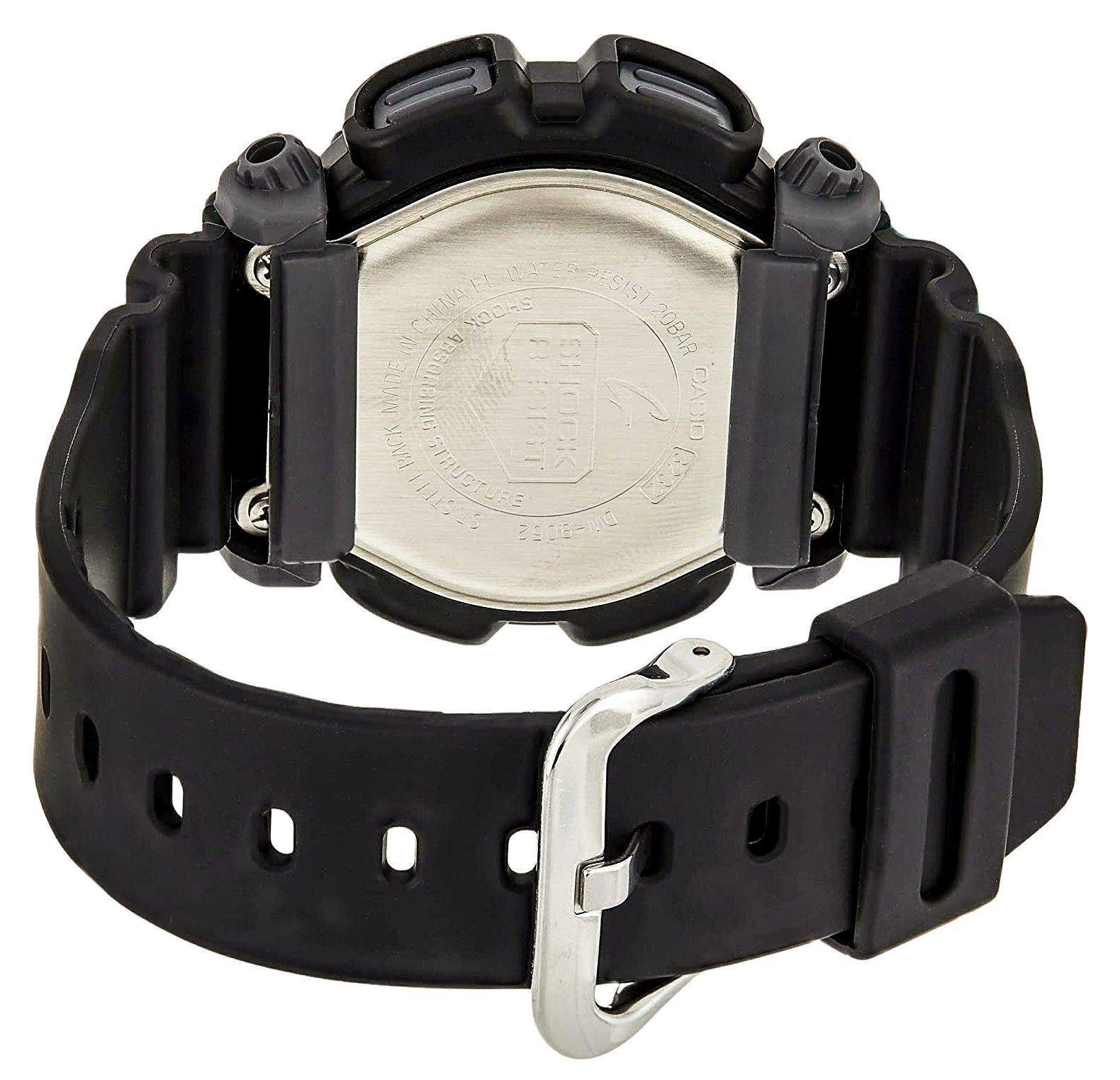 The corrected text from the image is:

"EL WATER RESIST SCHINA YOOKS 20BAR E MADE ABSORBING LCIGE8 SHOCK CASIO BACK a1 12E STRUCTURE L5 3908-ma"