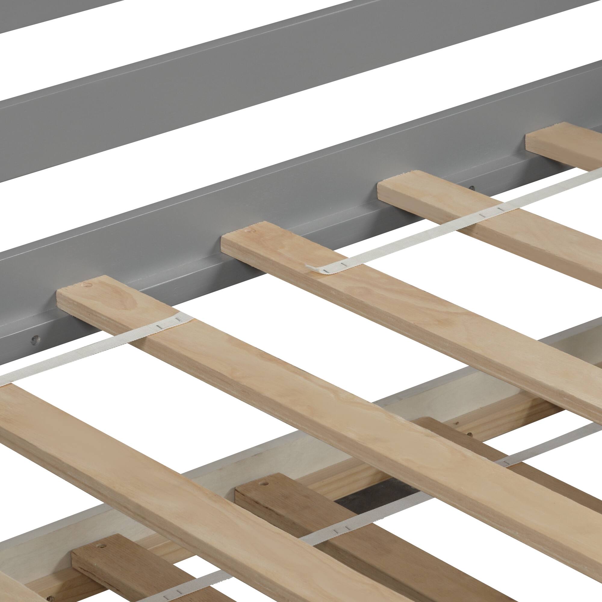 Alt View 2. Aukfa - Twin Wooden Daybed with Trundle Bed, Sofa Bed for Bedroom Living Room - Gray.