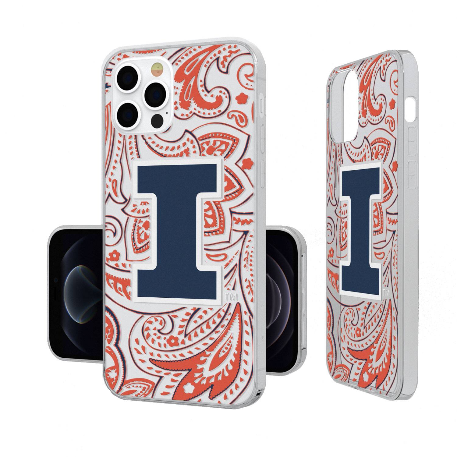 Alt View 2. Keyscaper - Illinois Fighting Illini iPhone Paisley Design Clear Case - 14 Plus - Multicolor.