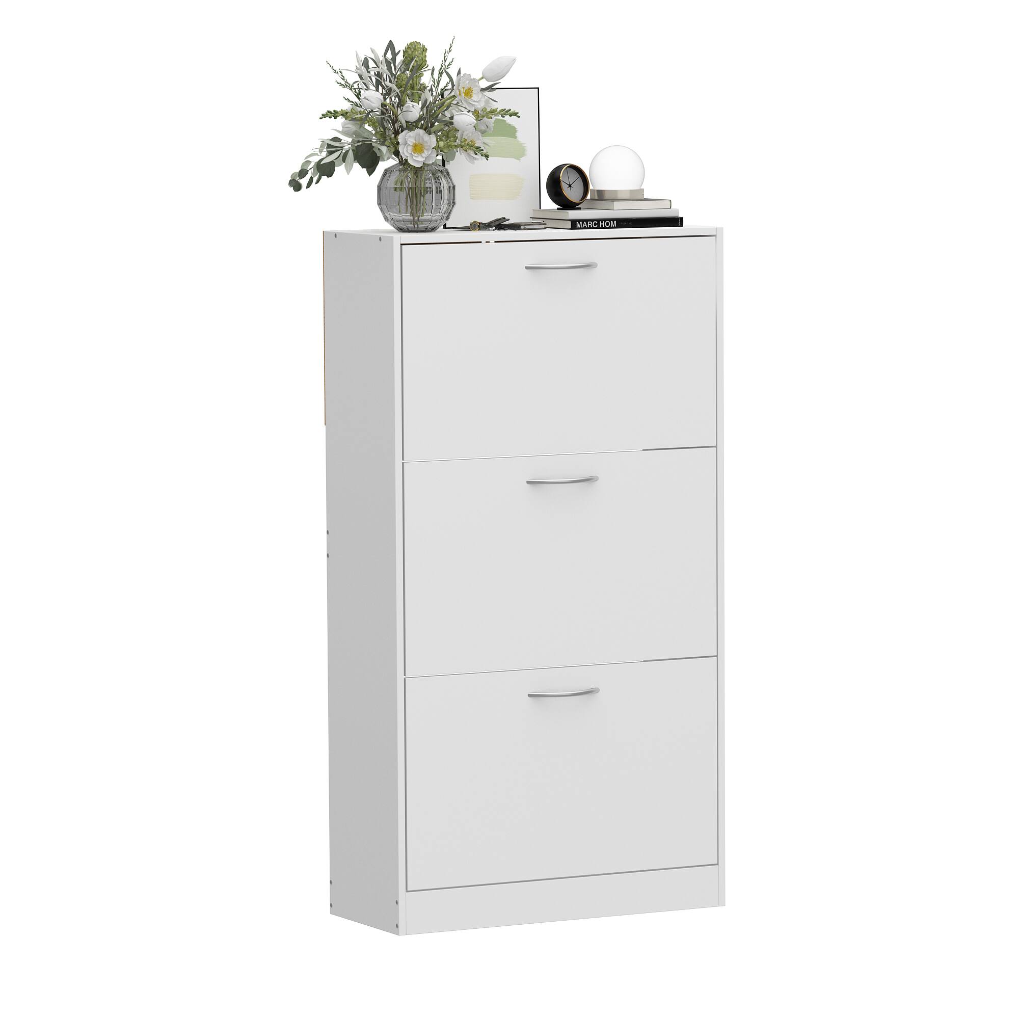 Angle. Famapy - Famapy Flip - Down Shoe Cabinet Tidy Up Your Space in Style Shoe Rack - White.