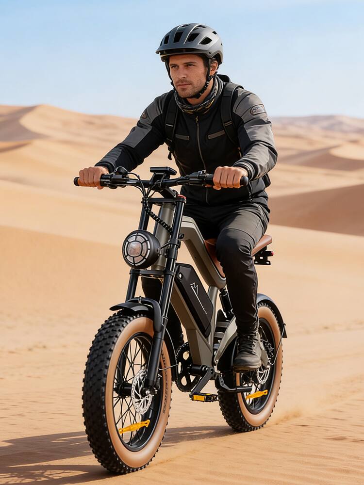Alt View 8. DYU - Electric Bike for Adults 20" Fat Tire All-Terrain Electric Bike 500W Motor 48V 15.6AH Battery Powered Max Speed 19.8Mph - Grey.
