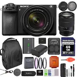 Bundle - Sony - Alpha a6700 Mirrorless Camera with 18-135mm Lens with Extra Battery and Charger Kit, Camera Backpack, & More