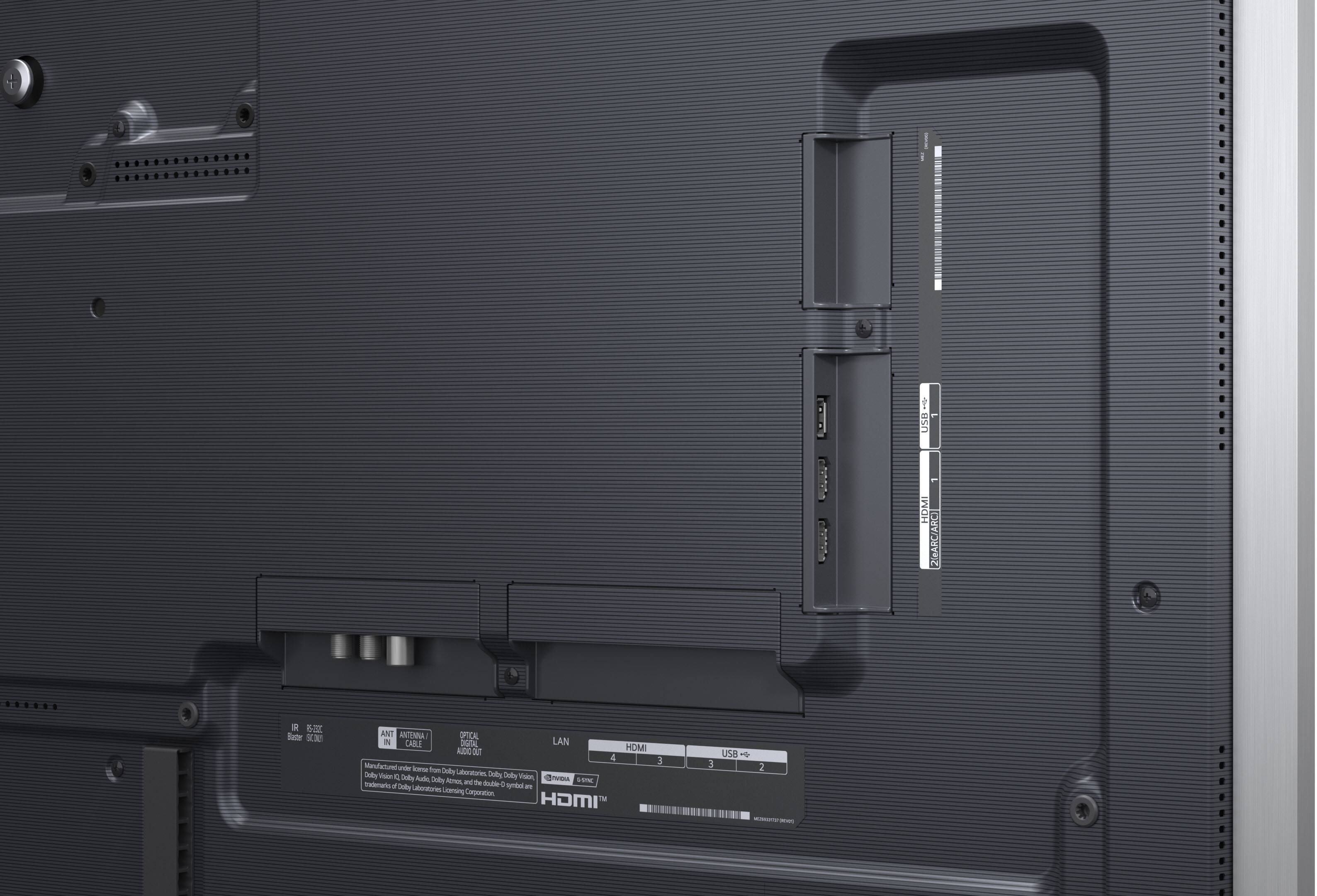 1. I USE 1 HDMI (2 ARC/ARC)
2. 5 Satr ANTENNA SPICK ON CABLE DIGITAL LAN
3. AIDDL OUT HDMI
4. Manufattured - DOLBY Laboratories Dally Solly Vision Svea Dubes AUTOL ane te iS Tadieario d Solte dotle- Sembat a Leboraturies g Caporation HOMI T E
5. 3 USB 2