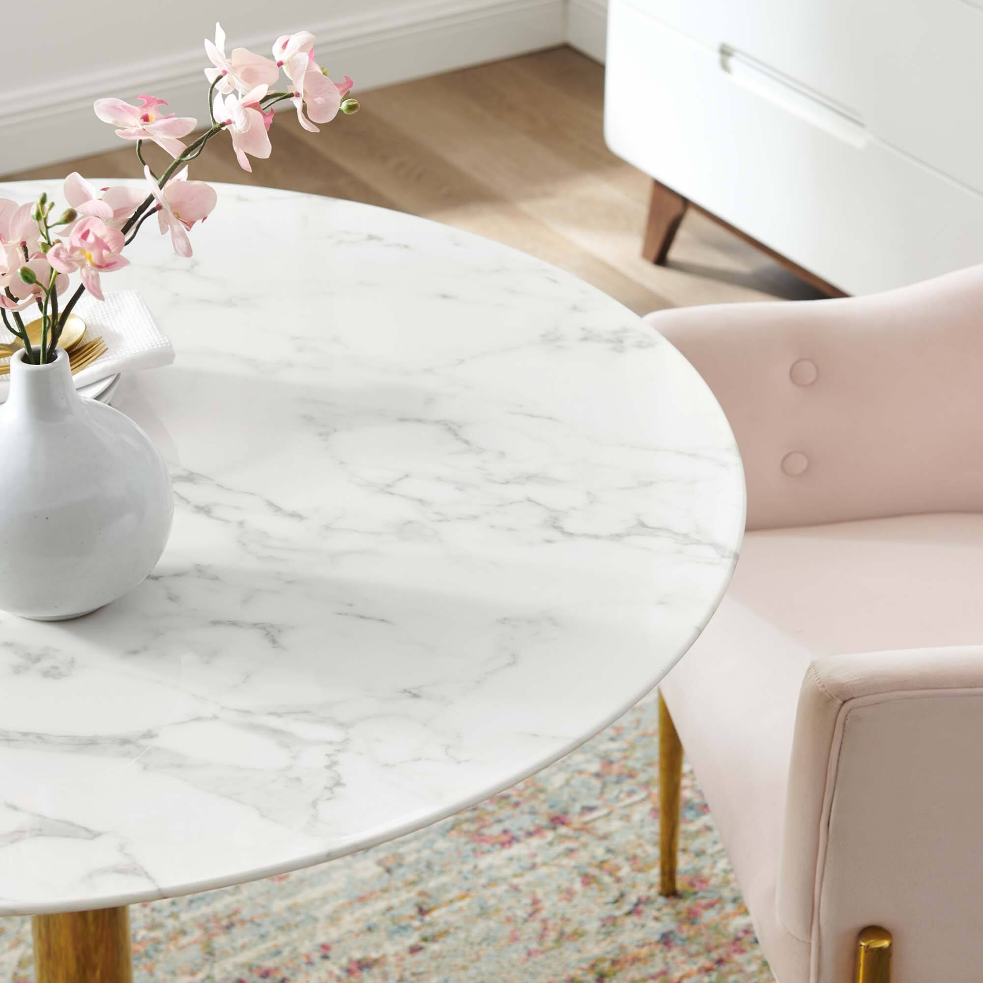 Back. Modway - Verne 40" Artificial Marble Dining Table by Modway - Gold White.