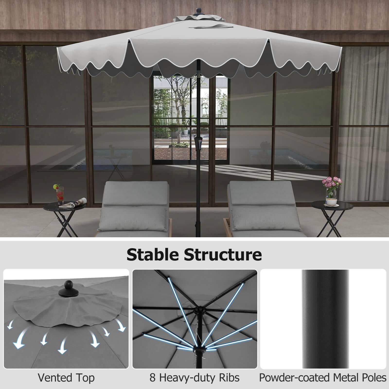 Stable Structure Vented Top 8 Heavy-duty Ribs Powder-coated Metal Poles