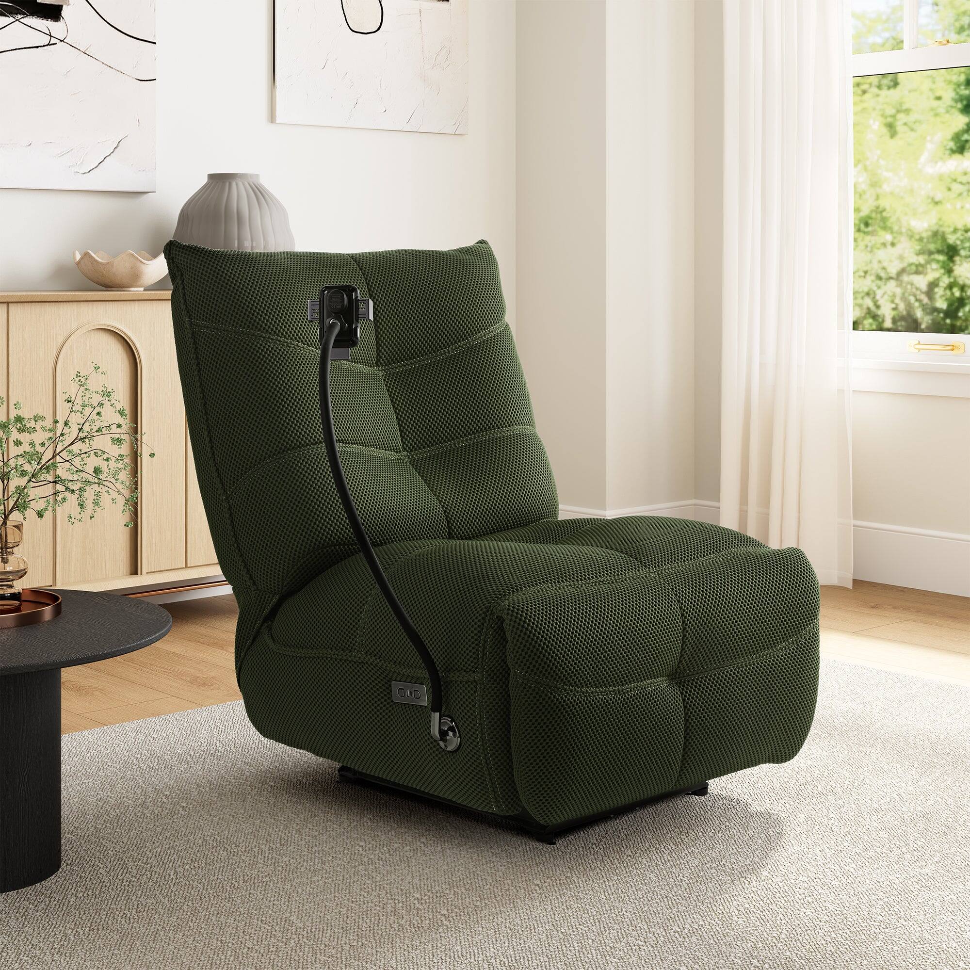 Alt View 8. Eureka Ergonomic - Modern Power Recliner Chair with USB & Wireless Charging  for Living Room, Rocking Swivel Base, Upholstered - Green.