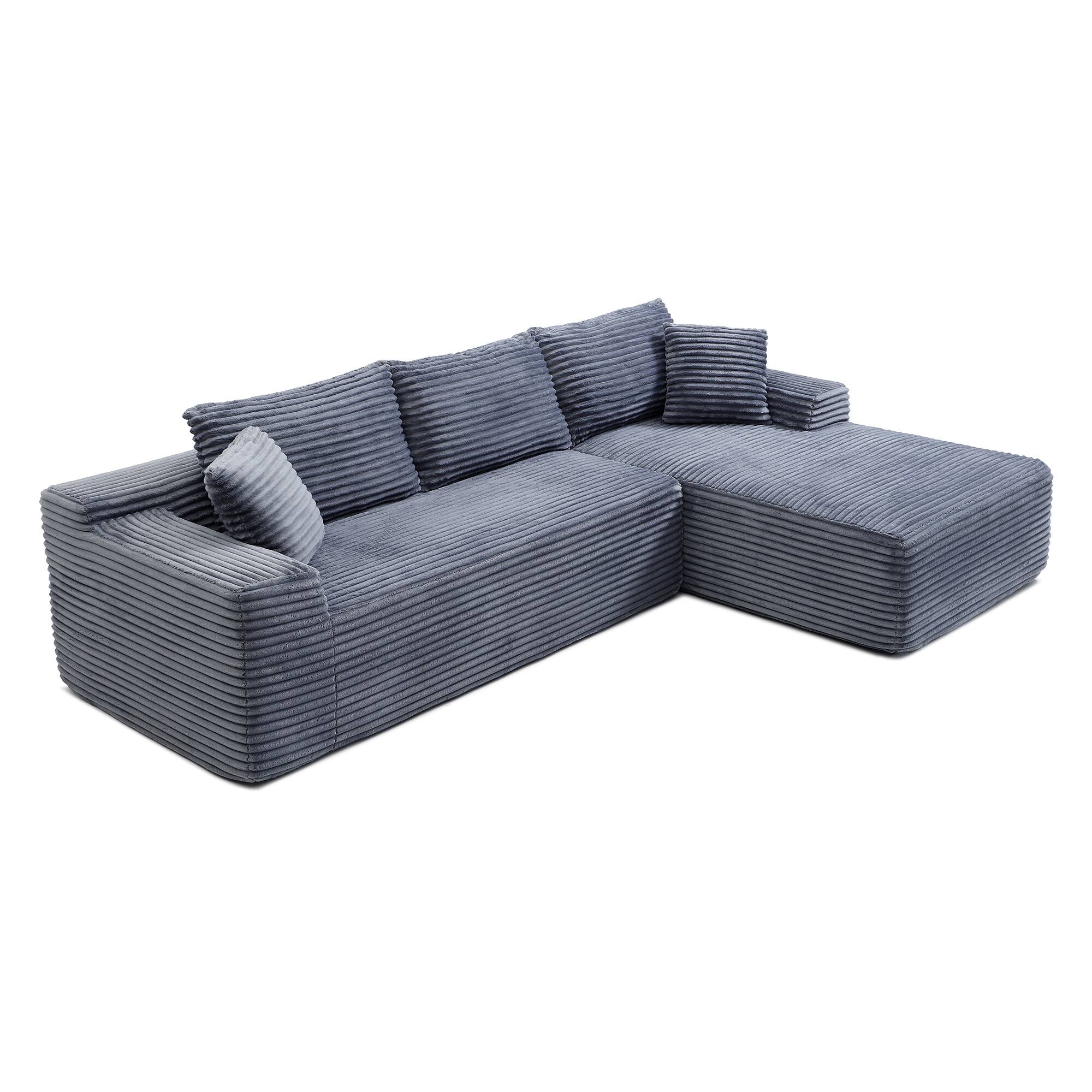 Left. Anysun - 95" Rabbit Hair Modular Cloud Sofa - Right L-Shape, Recliner, Minimalist Sleeper & Deep Seat for Living Room - Gray.