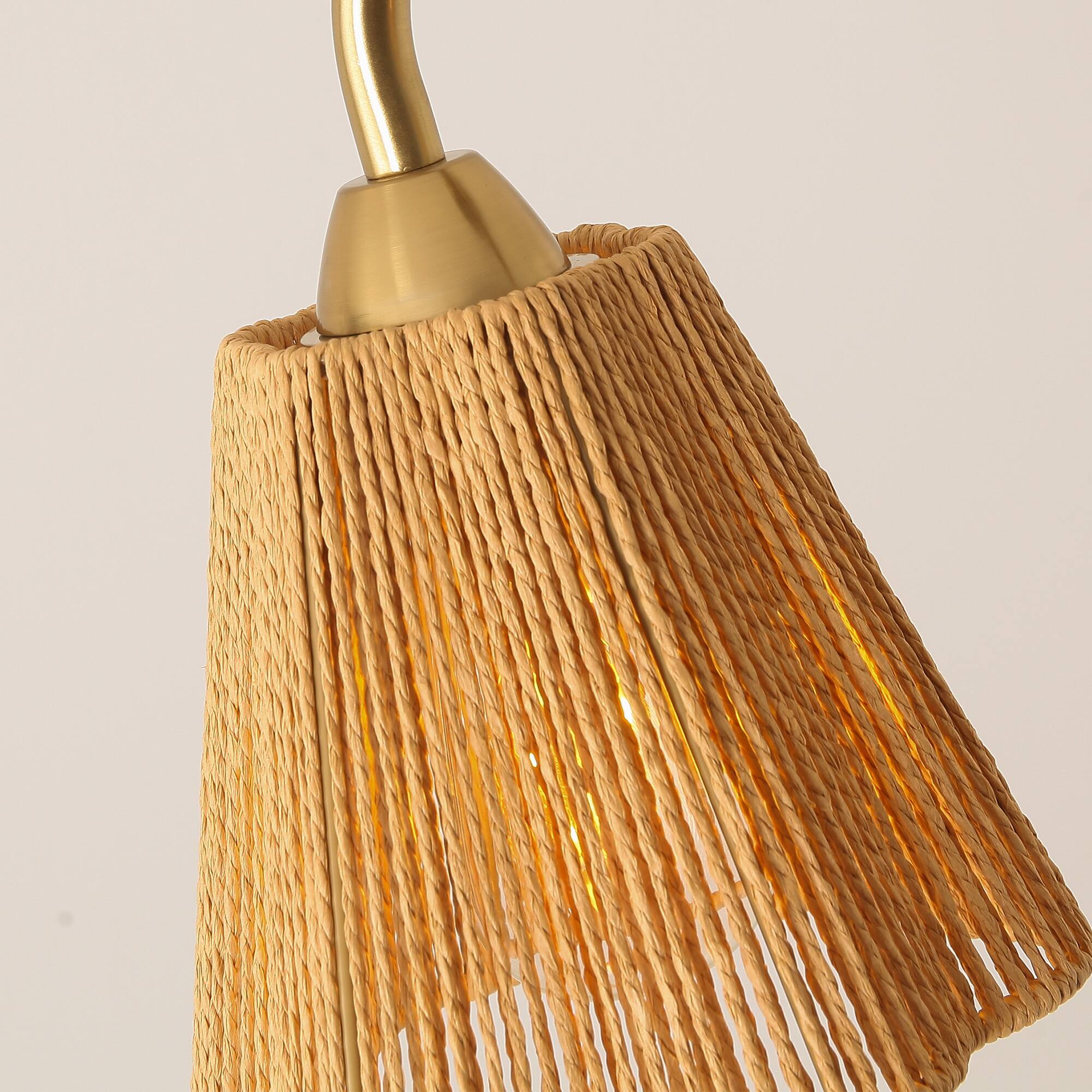 Alt View 2. Parrot Uncle - 30" Modern Gold 3-Light Kitchen Island Chandelier with Natural Woven Rope Shades for Dining Room - Gold.