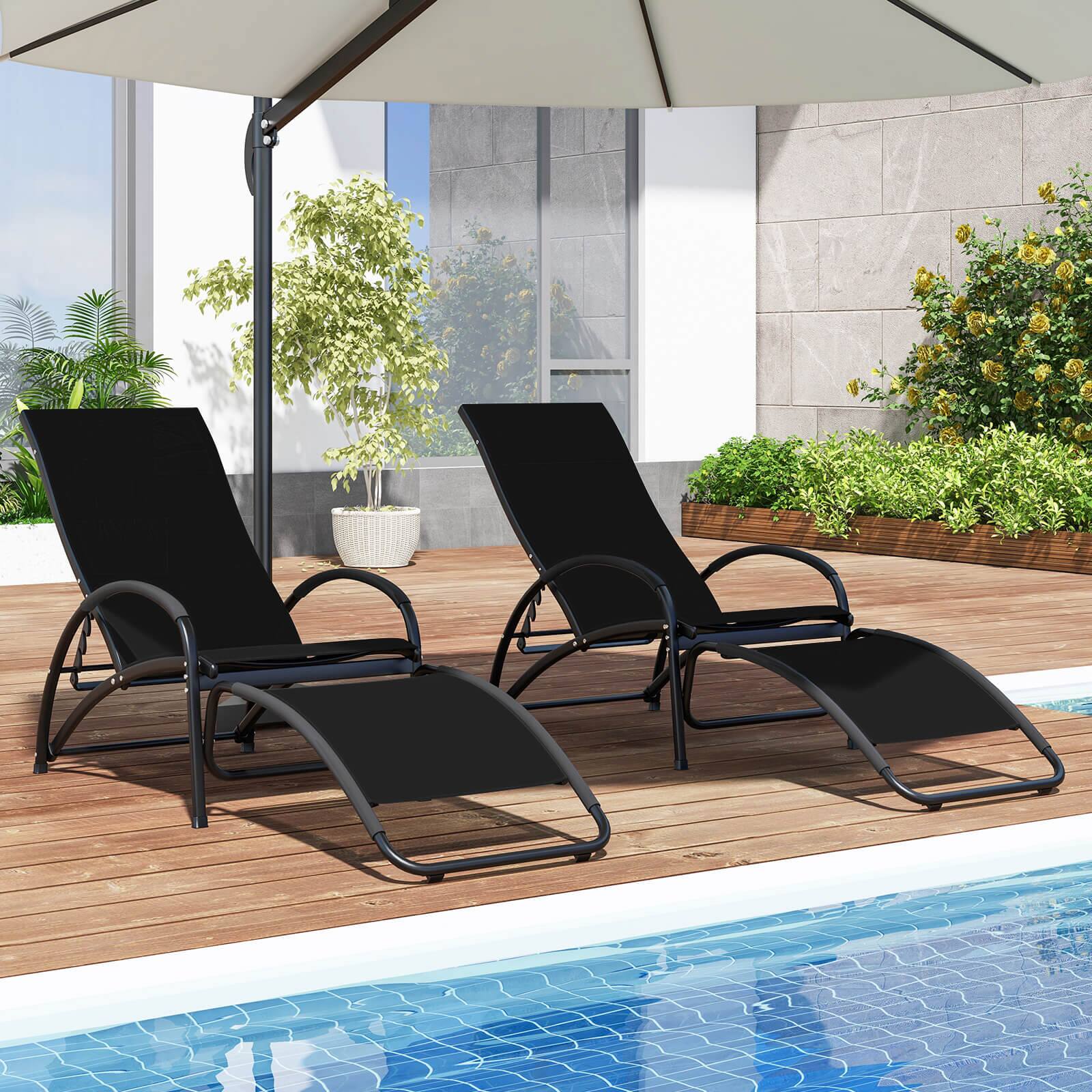 Alt View 3. Costway - Costway 2 PCS 2-in-1 Outdoor Rocking Chair with 4-Position Adjustable Backrest Curved Armrests - Grey.