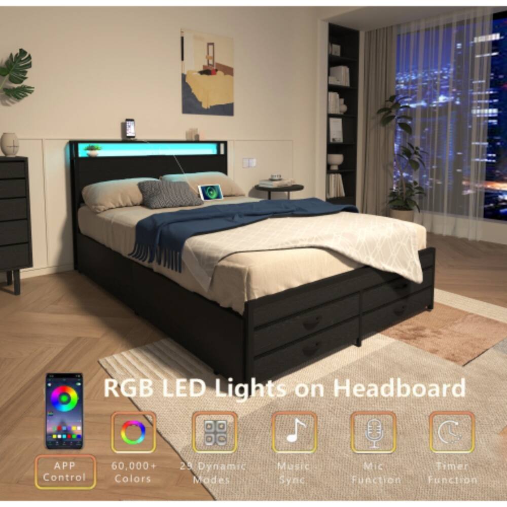 RGB LED Lights on Headboard  
APP Control  
60,000+ Colors  
29 Dynamic Modes  
Music Sync  
Mic Function  
Timer Function