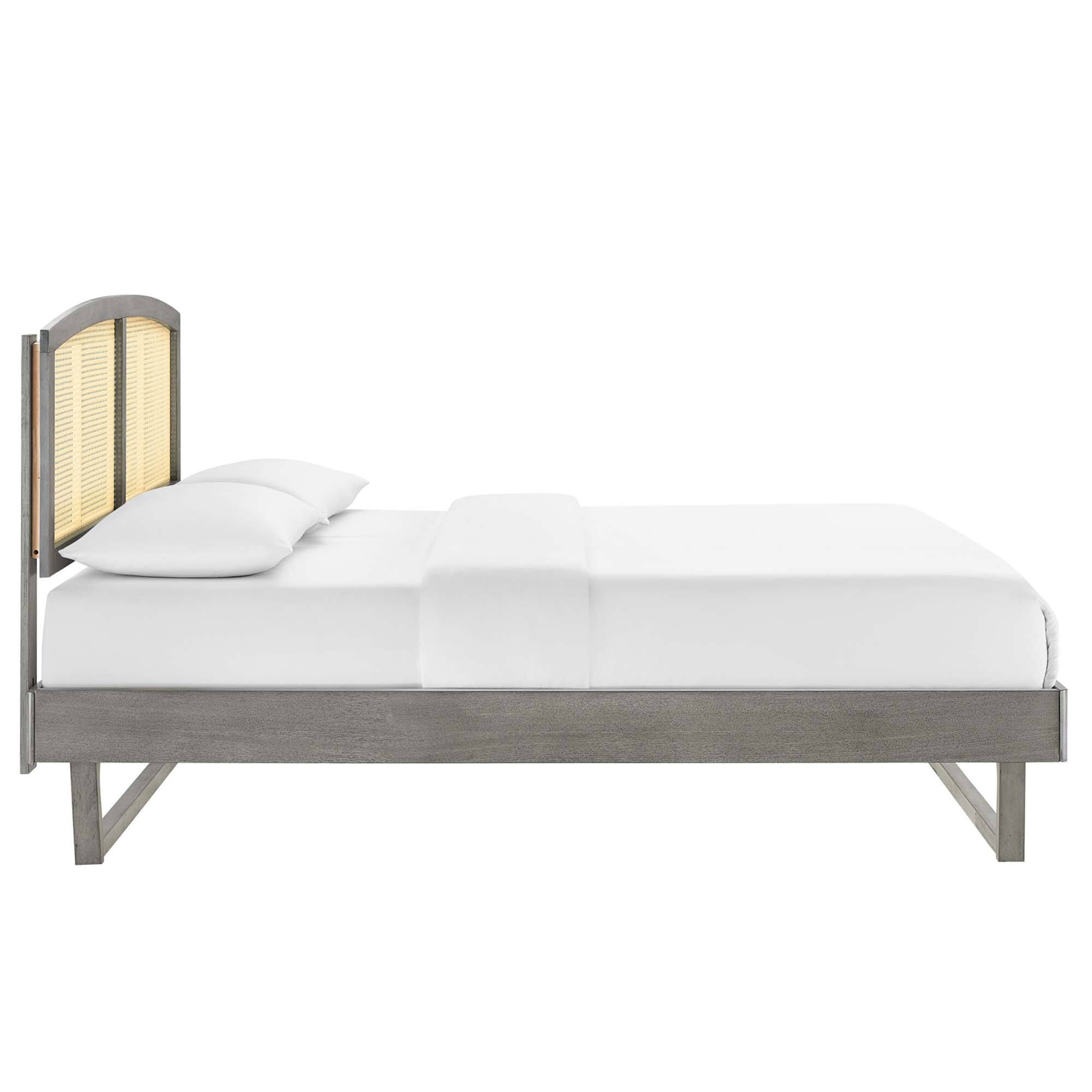 Alt View 2. Modway - Sierra Cane and Wood Platform Bed With Angular Legs - Gray.