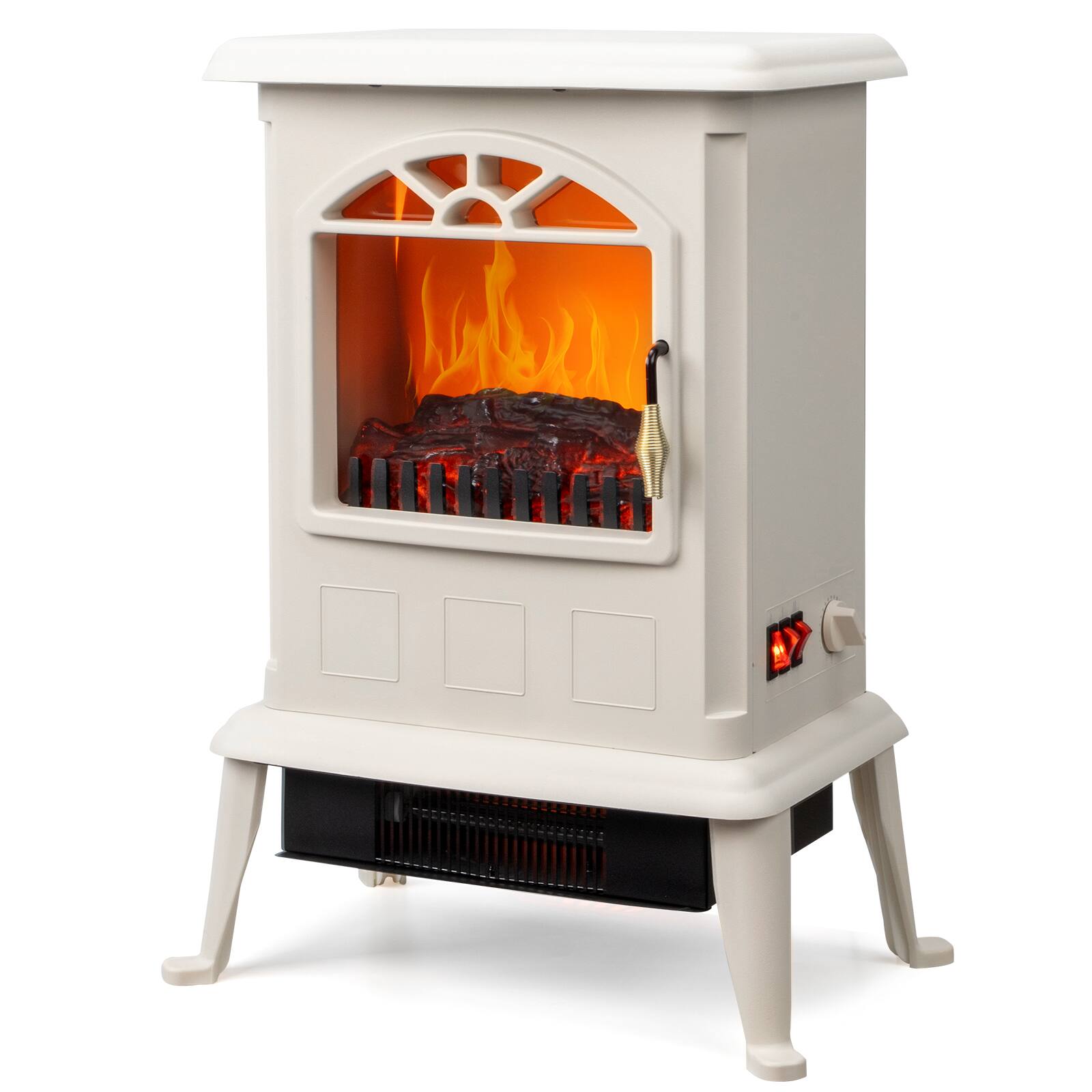 Alt View 3. Winado - Electric Fireplace Stove,1500W Infrared Heater with 3D Realistic Flame - White.