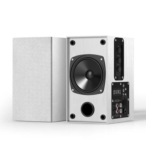 Front. Pacoar Cade - Bookshelf Speakers 3.5-rca Input Turntable Record Player Inch Woofer Wall Mounted 30w X 2 Bookshelf Speakers - 3.5-rca - White.